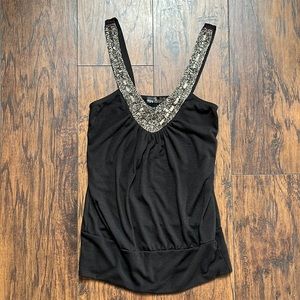 Mandee Black Beaded Top Tank Top